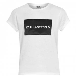 KARL LAGERFELD Junior Girls Block Logo T Shirt - Blanc 10B