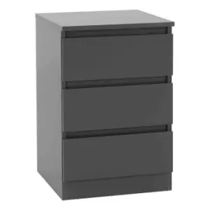 Seconique Malvern 3 Drawer Bedside - Grey