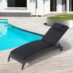 Outsunny Garden Sun Lounger Chair Cushion Reclining Relaxer Indoor Outdoor