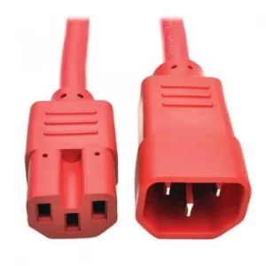 Tripp Lite Heavy Duty Computer Power Cord 15A 14 AWG IEC 320 C14 to IEC 320 C15 Red 3 feet