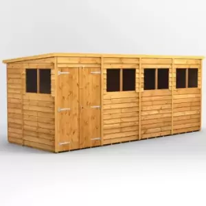 16x6 Power Overlap Pent Double Door Garden Shed