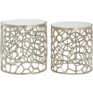 Templar Nickel / Marble Side Tables - Premier Housewares