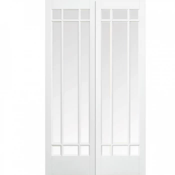 LPD Manhattan White Primed Glazed Internal Door Pair - 1981mm x 1372mm (78 inch x 54 inch)
