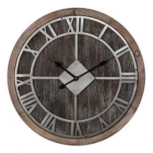 Hometime Round Barrel End Wall Clock Roman Dial 50cm