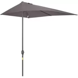 Outsunny - 3m Garden Half Round Umbrella Balcony Parasol Aluminum Grey