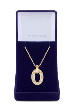 Gold Plated Micro Pave And Polished Open Pendant Necklace - Gift Boxed