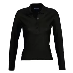 SOLS Womens/Ladies Podium Long Sleeve Pique Cotton Polo Shirt (M) (Black)