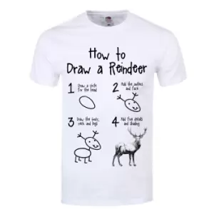 Grindstore Mens How To Draw A Reindeer T Shirt (L) (White)