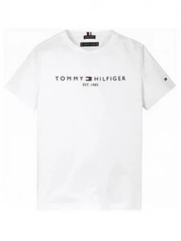 Tommy Hilfiger Boys Short Sleeve Essential Logo T-Shirt - White, Size 8 Years