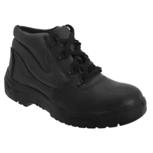 Grafters Mens Grain Leather Padded Ankle Safety Toe Cap & Steel Midsole Boots (48 EUR) (Black)