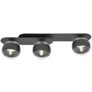 Emibig Plaza Black Globe Ceiling Light with Clear,Black Glass Shades, 3x E14