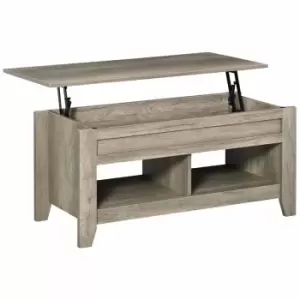 HOMCOM Lift Top Coffee Table With Hidden Storage Compartment Oak Effect