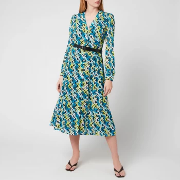 Michael Kors Womens Multi 60S Floral Kate Dress - Bright Limeade - M