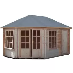 Shire Rowney Corner Log Cabin and Shed - 10ft x 14 ft