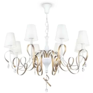 Intreccio Chandelier White with Gold with Shades, 8 Light, E14