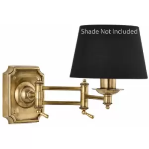 Loops - Adjustable Swing Arm Wall Mount Light Solid Brass no shade Bedside Reading Lamp