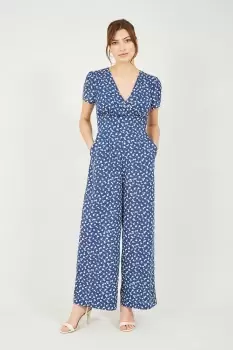 Navy Ditsy Print Jumpsuit