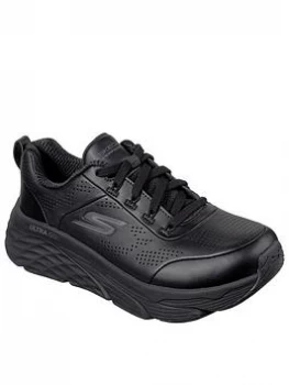 Skechers Max Cushioning Elite Premium Leather Lace Up Cushioned Running Trainer - Black, Size 4, Women