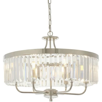 Merano Lighting - Merano Ascoli 6 Light Ceiling Pendant Bright Nickel Plate & Clear Cut Glass