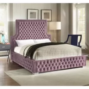 Yanis Bed King Plush Velvet Pink