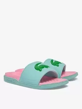 Lacoste Croco Dualiste 0922 Slides, Turquoise, Size 4, Women