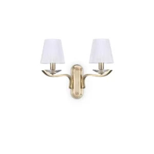 Pegaso 2 Light Candle Wall Light Satin Brass