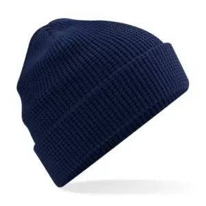 Beechfield Cuffed Organic Cotton Waffle Beanie (One Size) (Oxford Navy)