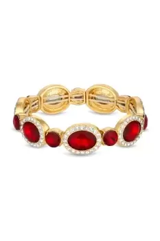 Gold Plated And Garnet Stretch Bracelet