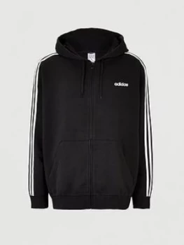 Adidas Plus Size Essential 3-Stripe Full Zip Hoodie - Black