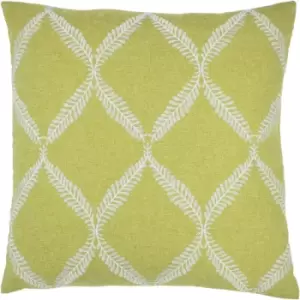 Paoletti - Olivia Lattice Embroidered Cushion Citron - Citron