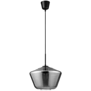 Georgia 30cm Dome Pendant Ceiling Light Chrome Glass Black Metal Black Fabric Wire LED E27 - Merano