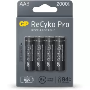 GP ReCyko Pro Rechargeable 2000 mAh, AA Batteries (4 Pack)