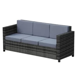 Outsunny 3-Seater Weather Resistant Outdoor Garden Rattan Sofa Grey