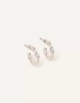 Accessorize Womens Sterling Silver-Plated Twisted Hoops