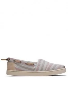 Toms Girls Alpargata Striped Canvas Shoe - Multi, Size 13 Younger