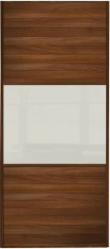 Wickes Sliding Wardrobe Wideline Door Walnut Panel and Soft White Glass - 2220 x 762mm