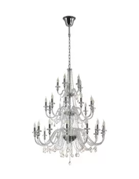 Chandelier Pendant, 29 Light E14, Polished Chrome, Clear Glass, Crystal, Item Weight: 23.8kg