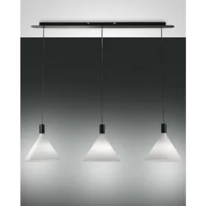 Fabas Luce Vincent Straight Bar Pendant Ceiling Light White Glass, E27