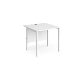 Office Desk 800mm Rectangular Desk With H-Frame Leg White Tops With White Frames 800mm Depth Maestro 25