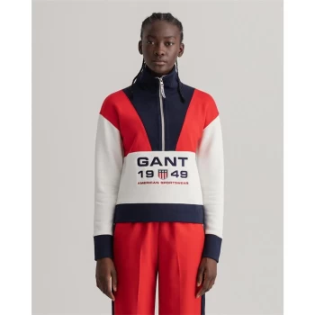 Gant Retro Shoulder Quarter Zip Top - White