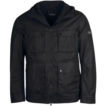 Barbour International Hooded Mechanical A7 Wax Jacket - Black