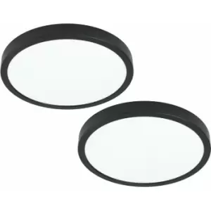 2 pack Wall / Ceiling Light Black 285mm Round Surface Mounted 20W LED 3000K