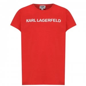 KARL LAGERFELD Junior Girls Basic Print T Shirt - POPPY