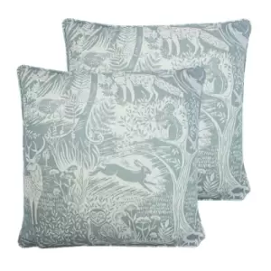 Furn. Woodland Scandi Twin Pack Polyester Filled Cushions Duck Egg