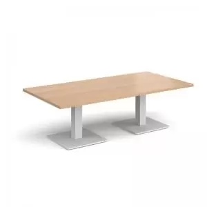 Brescia rectangular coffee table with flat square white bases 1600mm x