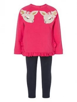 Monsoon Baby Girls Deer Sweat Set - Pink