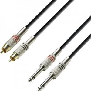 Adam Hall K3TPC0300 Audio/phono Adapter cable [2x RCA plug (phono) - 2x Jack plug 6.35 mm] 3m Black