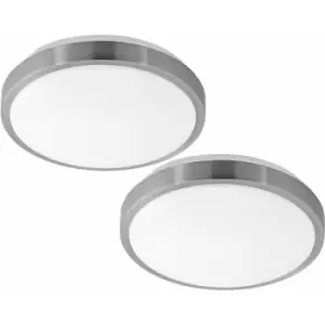 2 pack Wall Flush Ceiling Light White Shade White Satined Nickel Plastic LED 18W