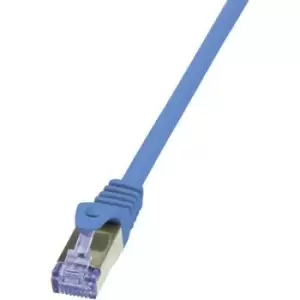 LogiLink CQ3046S RJ45 Network cable, patch cable CAT 6A S/FTP 1.50 m Blue Flame-retardant, incl. detent