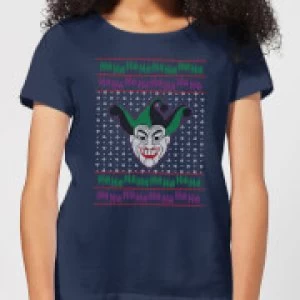 DC Joker Knit Womens Christmas T-Shirt - Navy - XXL